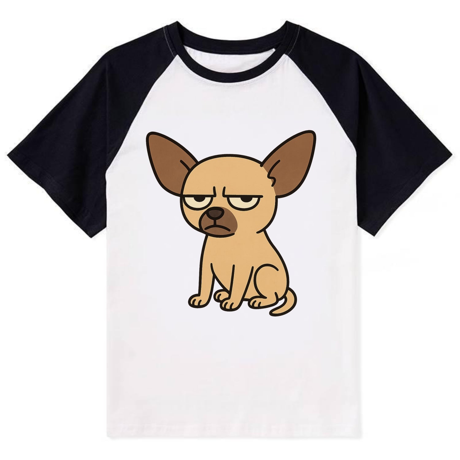The Chihuahua Judging Silently - Contrast Raglan T-shirt - Black