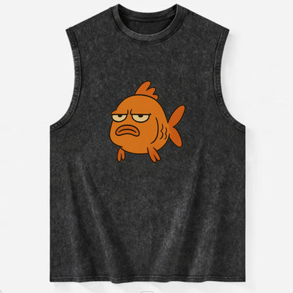 The Goldfish Judging Silently - Vintage Washed Tank - Black