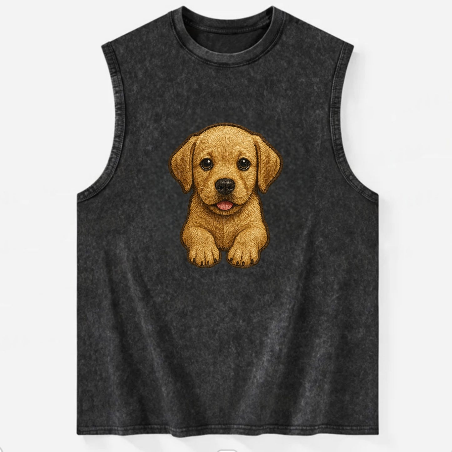 Baby Labrador Retriever Puppy - yellow/black/chocolate, soulful eyes, soft - Vintage Washed Tank - Black