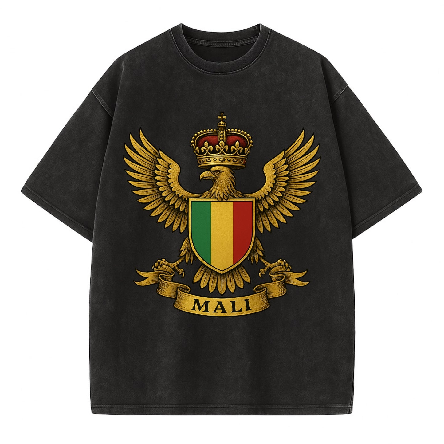 Mali Royal Logo  - Vintage T-shirt - Black
