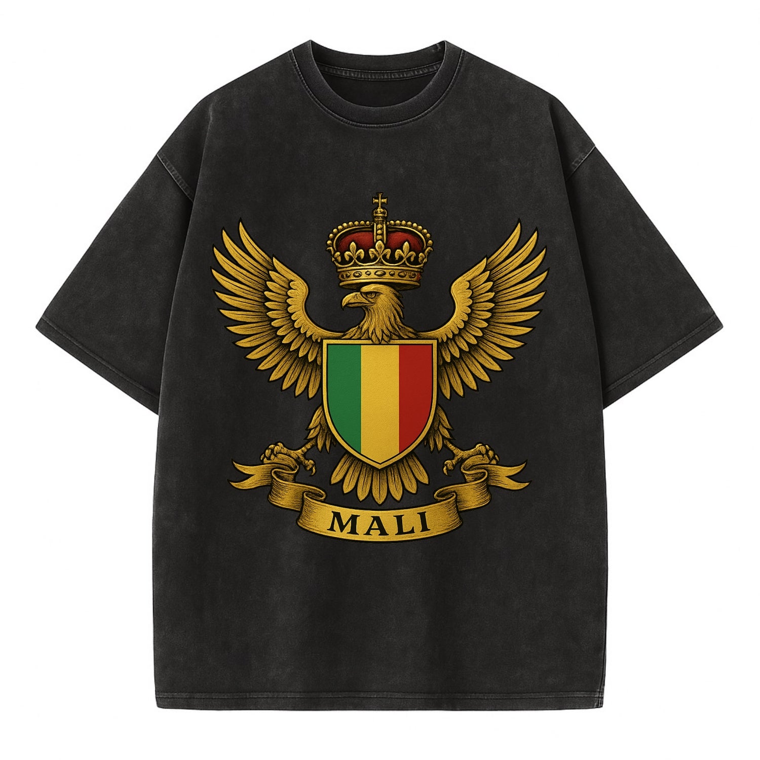 Mali Royal Logo  - Vintage T-shirt - Black