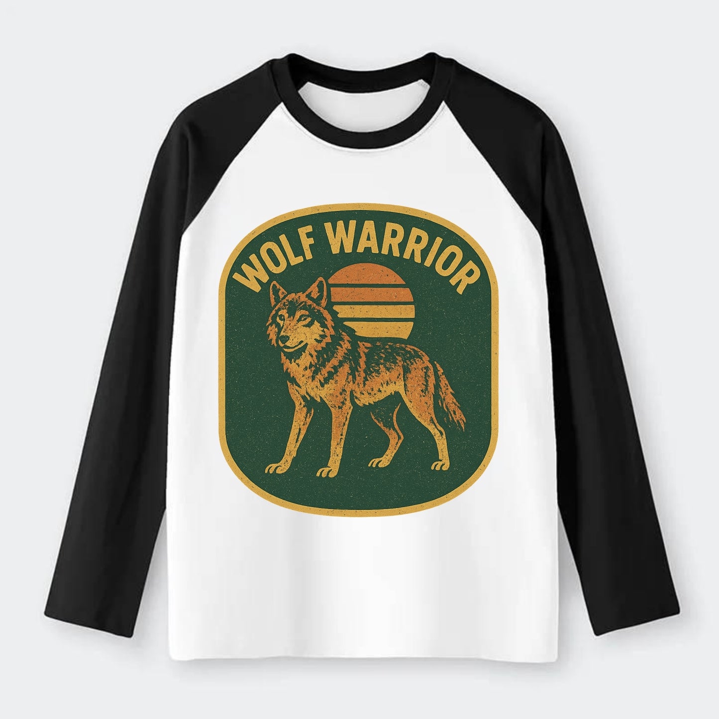 Wolf Warrior  - Raglan Long Sleeve T-Shirt - Black