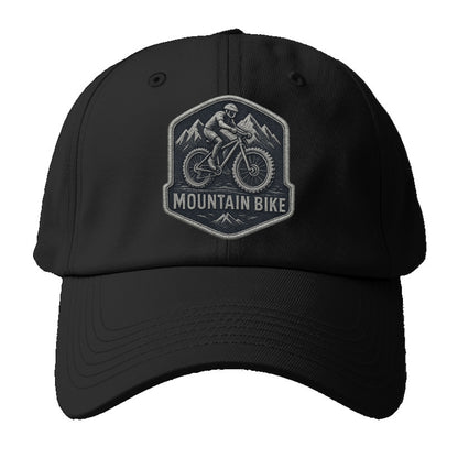 Mountain bike with rugged tires - cyclist badge - Baseball Cap - Black