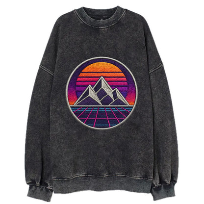 Retrowave Mountains - Vintage Sweatshirt - Black