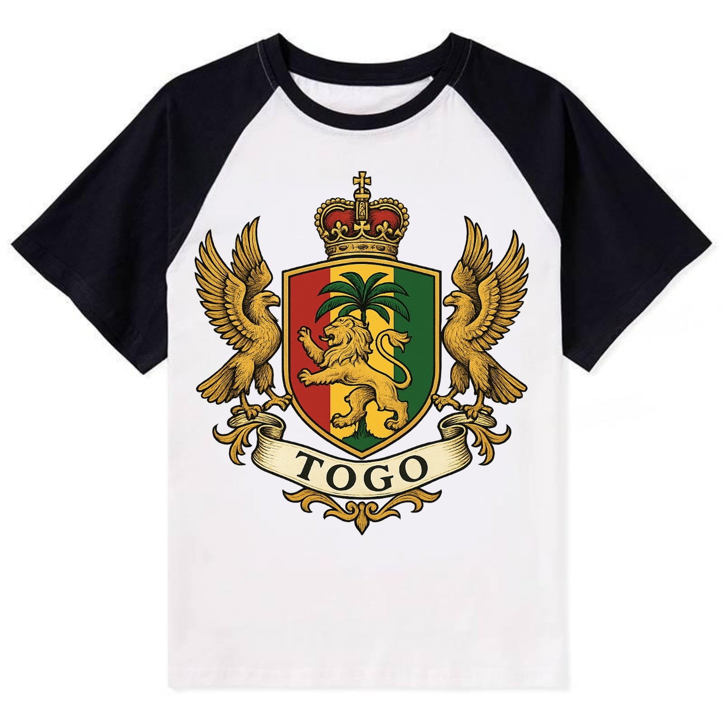 Togo Heritage Badge  - Contrast Raglan T-shirt - Black