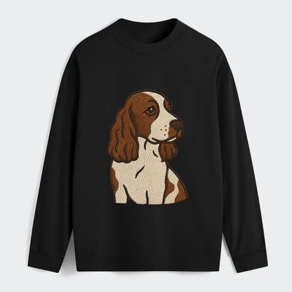 English Cocker Spaniel - Liver and white embroidered design - Classic Long Sleeve Shirt - Black