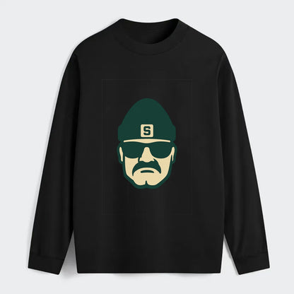 East Lansing Spartan wearing Michigan State beanie with S patch - Classic Long Sleeve Shirt - Black
