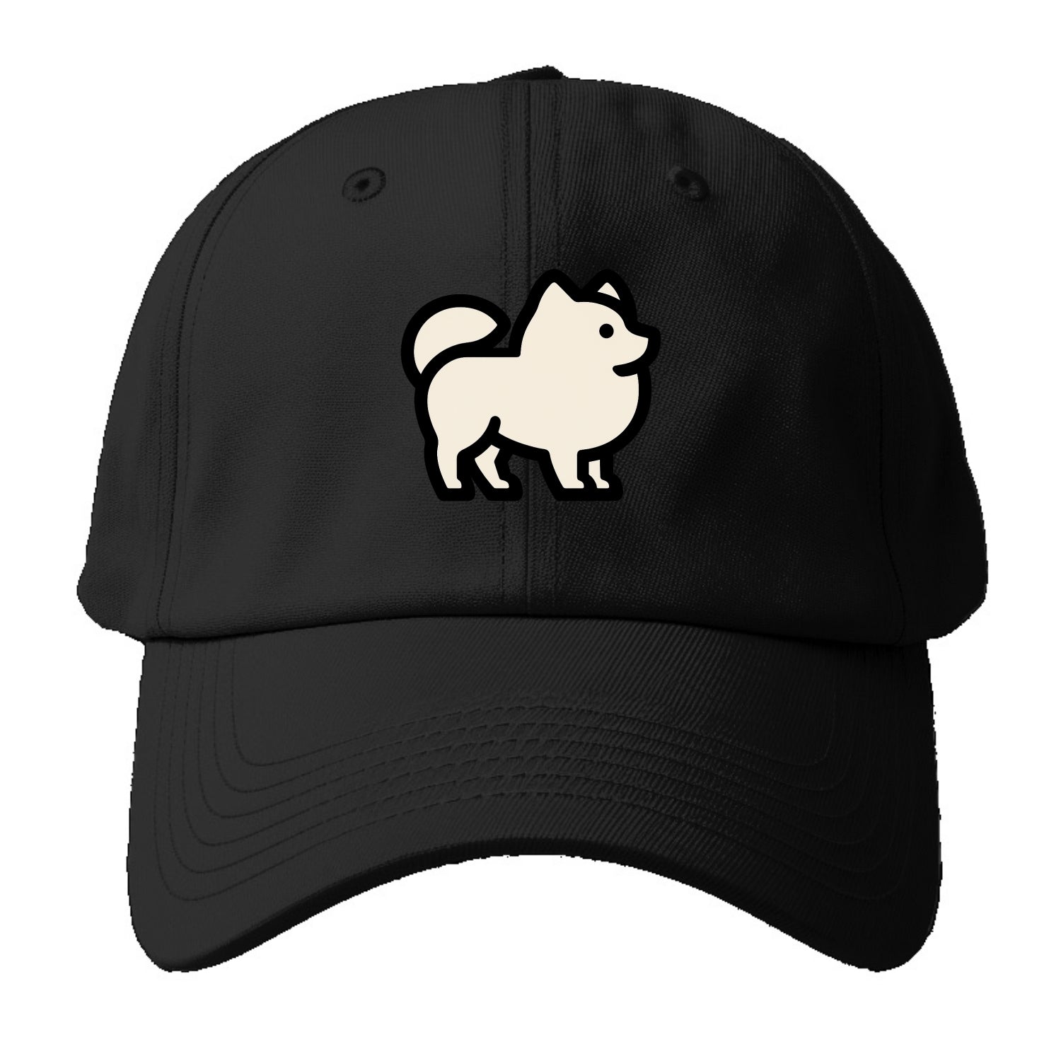 Pomeranian - Modern tiny fluffy logo wit - Baseball Cap For Big Heads - Black