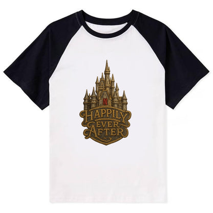 Happily Ever After  - Contrast Raglan T-shirt - Black