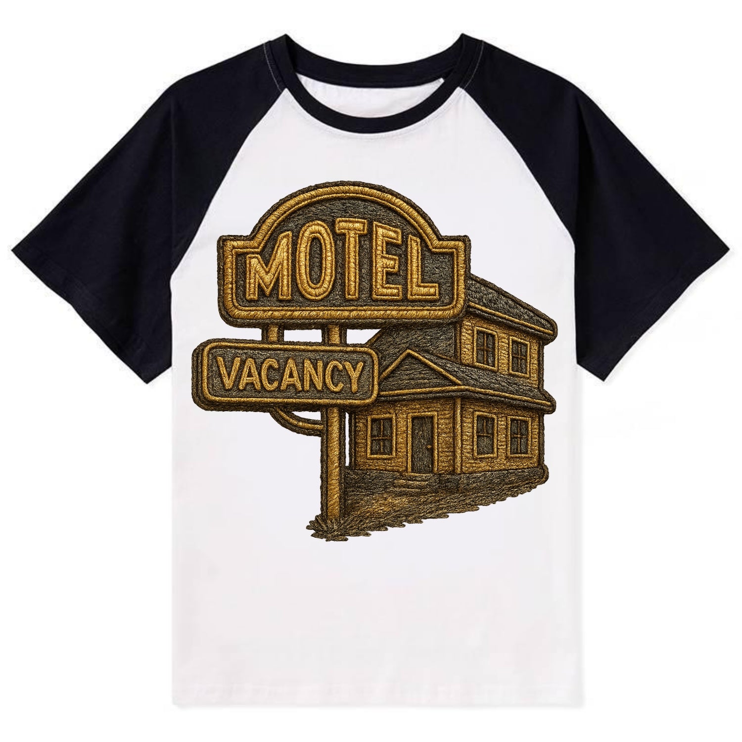 Motel Sign  - Contrast Raglan T-shirt - Black