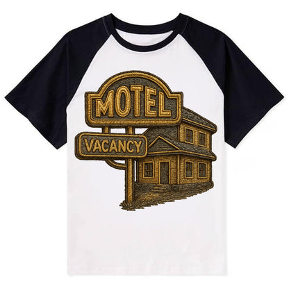 Motel Sign  - Contrast Raglan T-shirt - Black