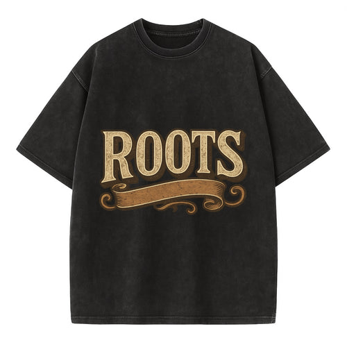 Bold typography design - ROOTS - where you come from, heritage - Vintage T-shirt