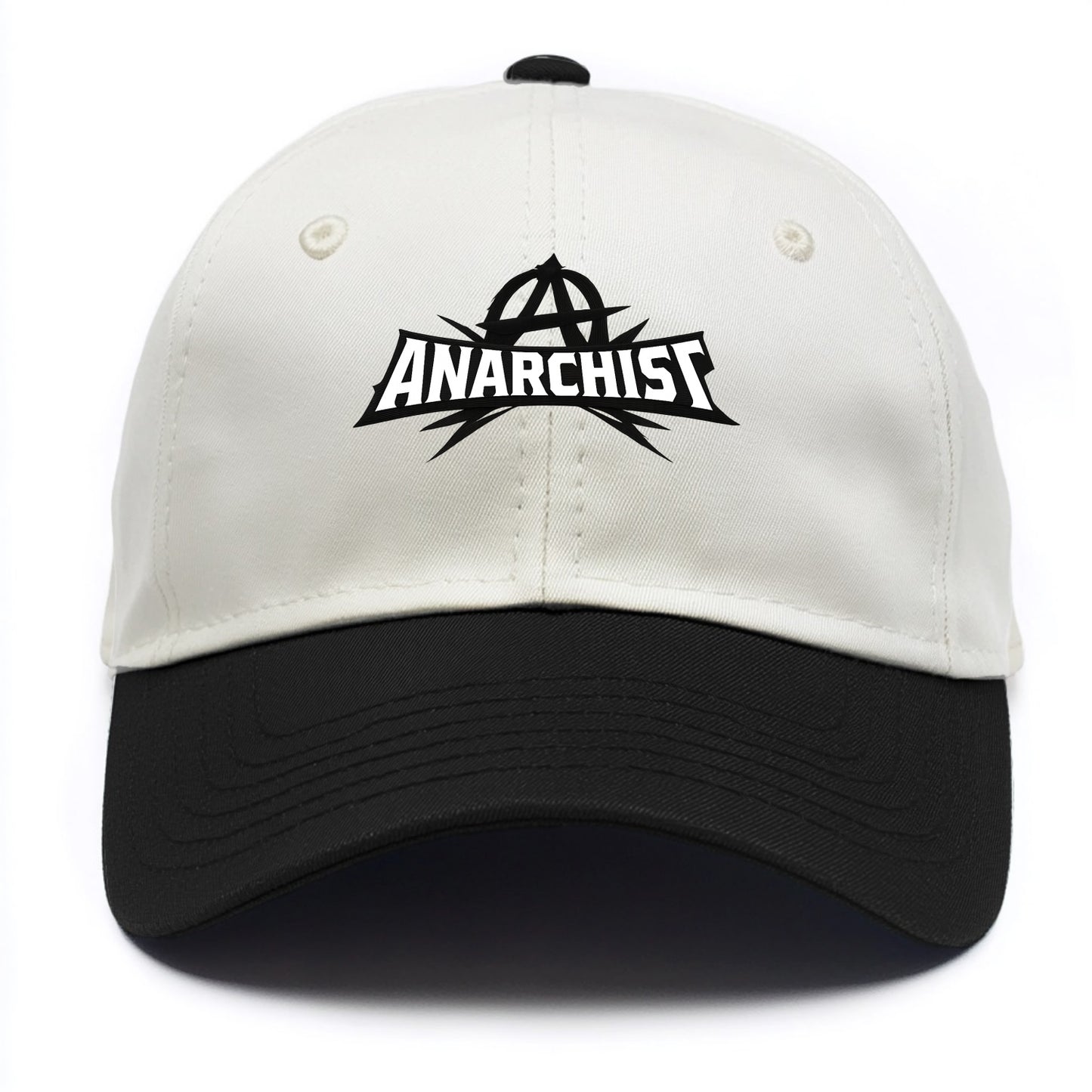 Bold typography design - "ANARCHIST" - no masters, self-governed - Two Tone Cap - Black