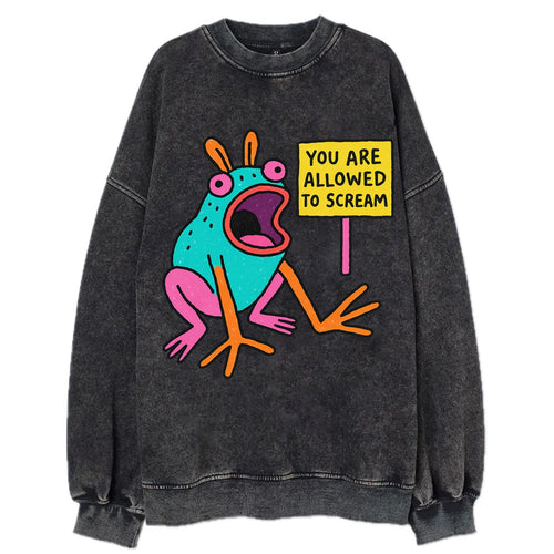 YOU ARE ALLOWED TO SCREAM | Open-mouthed frog mid-scream - Vintage Sweatshirt