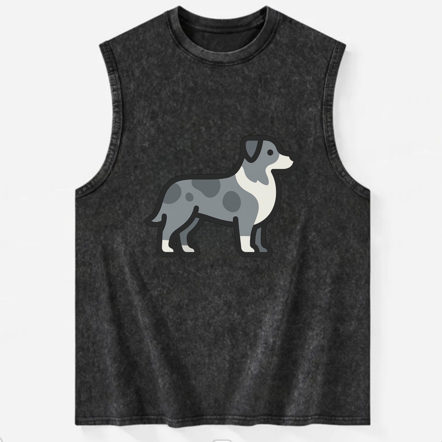 Australian Shepherd - Blue merle flat side profile - Vintage Washed Tank - Black