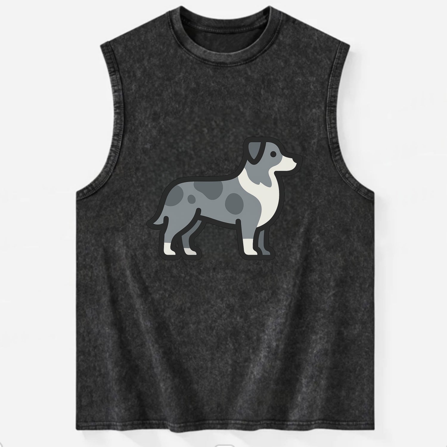 Australian Shepherd - Blue merle flat side profile - Vintage Washed Tank - Black