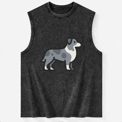 Australian Shepherd - Blue merle flat side profile - Vintage Washed Tank - Black