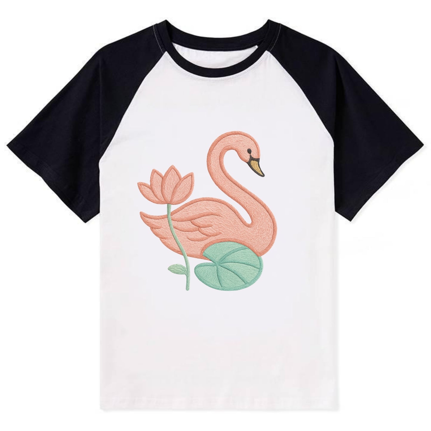 Coral Swan - Contrast Raglan T-shirt - Black
