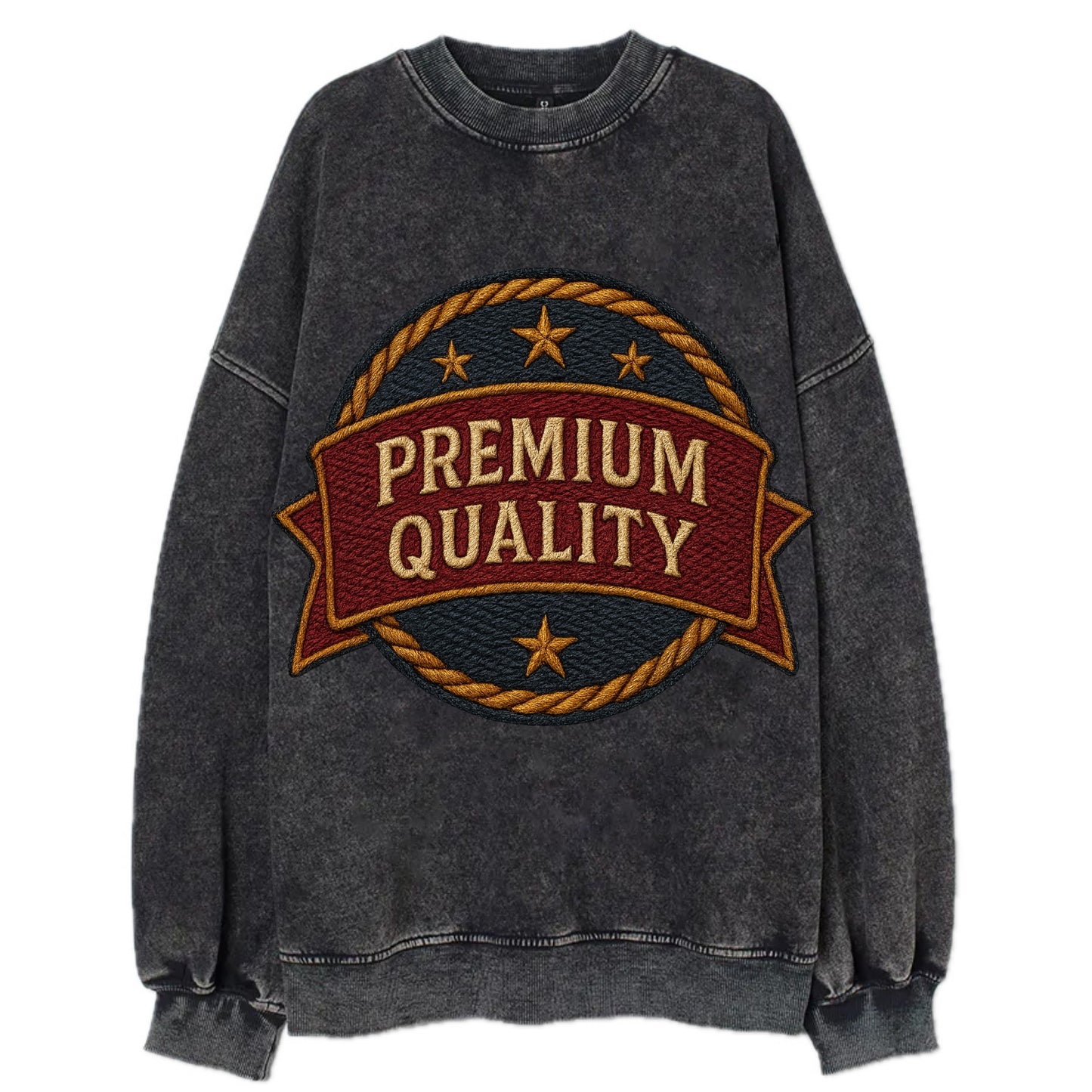 Premium Quality Badge  - Vintage Sweatshirt - Black