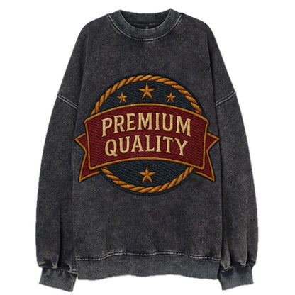 Premium Quality Badge  - Vintage Sweatshirt - Black