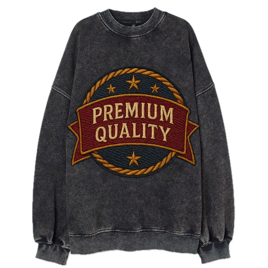 Premium Quality Badge  - Vintage Sweatshirt - Black
