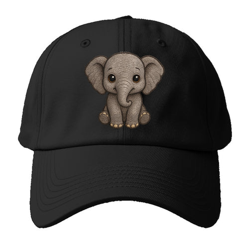 Baby Elephant - gray wrinkly, tiny trunk, large floppy ears, kind dark - Baseball Cap For Big Heads