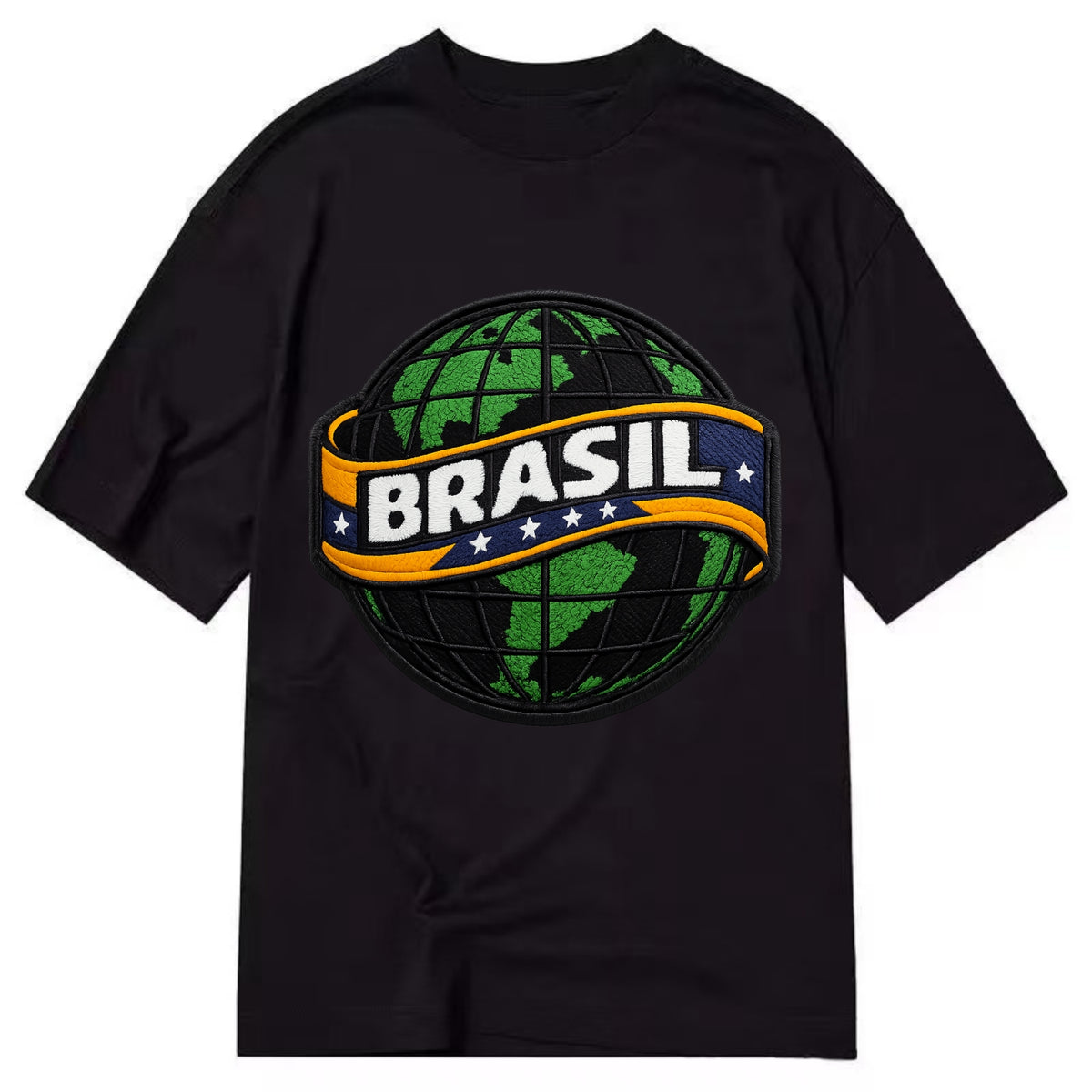 BRAZILIAN FLAG GLOBE - green globe with banner in green yellow blue , Brasil - Classic T-shirt - Black