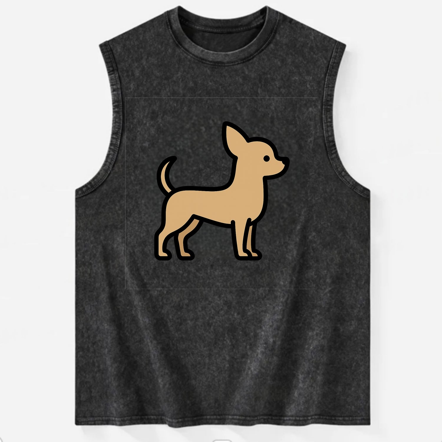 Chihuahua - Tan smooth coat flat side profile - Vintage Washed Tank - Black