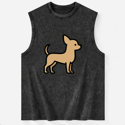 Chihuahua - Tan smooth coat flat side profile - Vintage Washed Tank - Black