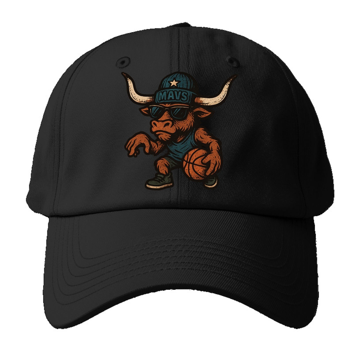 Texas Longhorn wearing Mavs beanie with lone star patch and wayfarer - Baseball Cap For Big Heads - Black