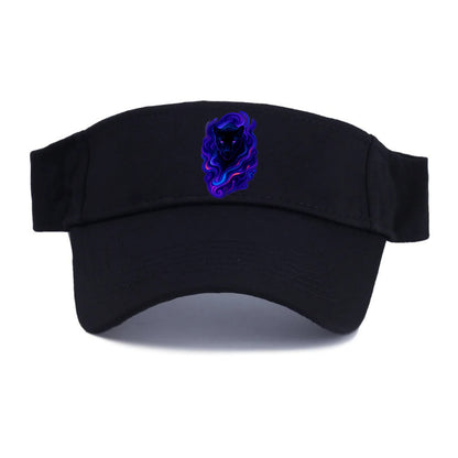 Sleek black panther emerging from swirls of deep purple and electric blue, shadow-like - Visor - Black