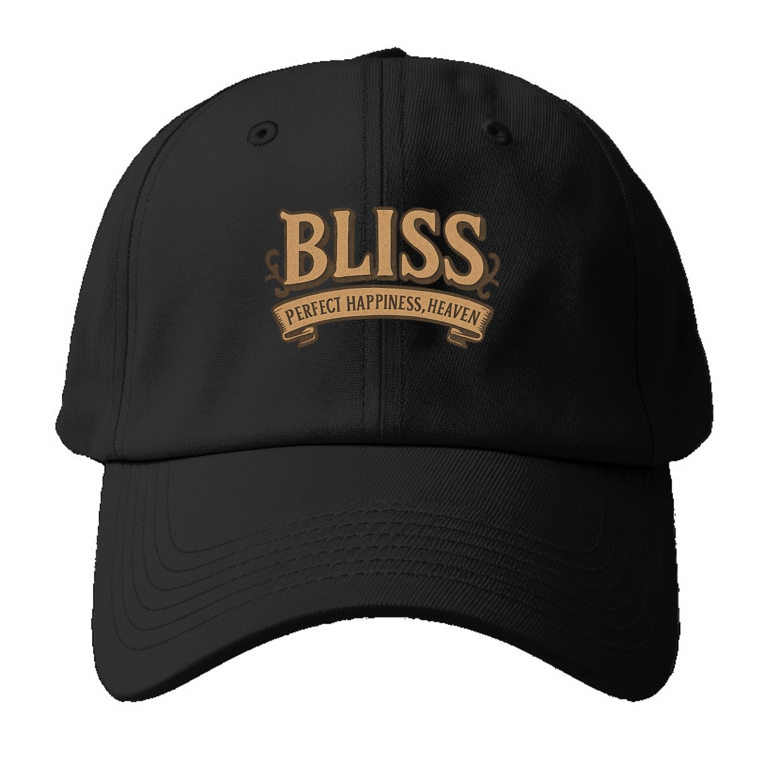Bold typography design - "BLISS" - perfect happiness, heaven - Baseball Cap - Black
