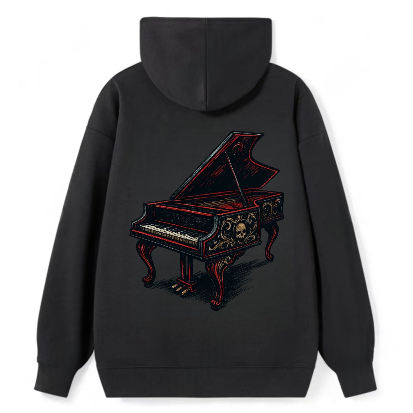 Harpsichord with baroque decorative styling - Classic Pullover Hoodie - Black