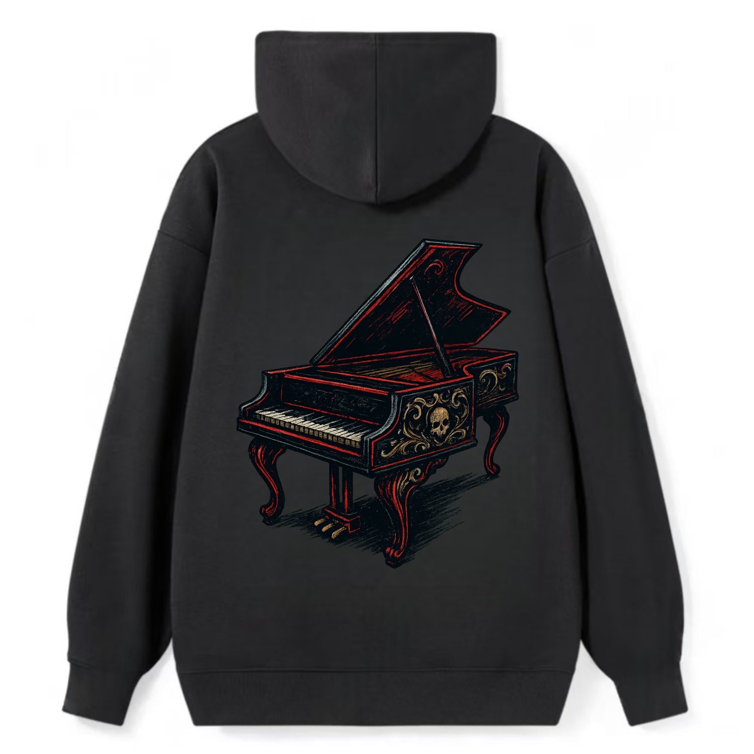 Harpsichord with baroque decorative styling - Classic Pullover Hoodie - Black