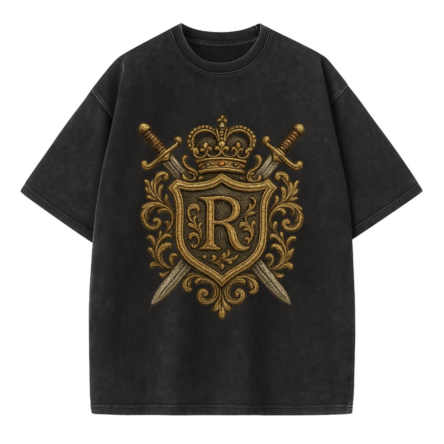 Royal Crest  - Vintage T-shirt - Black