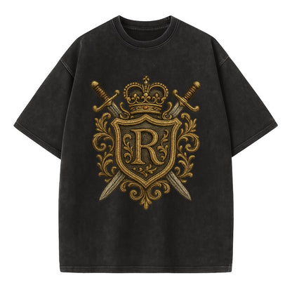 Royal Crest  - Vintage T-shirt - Black