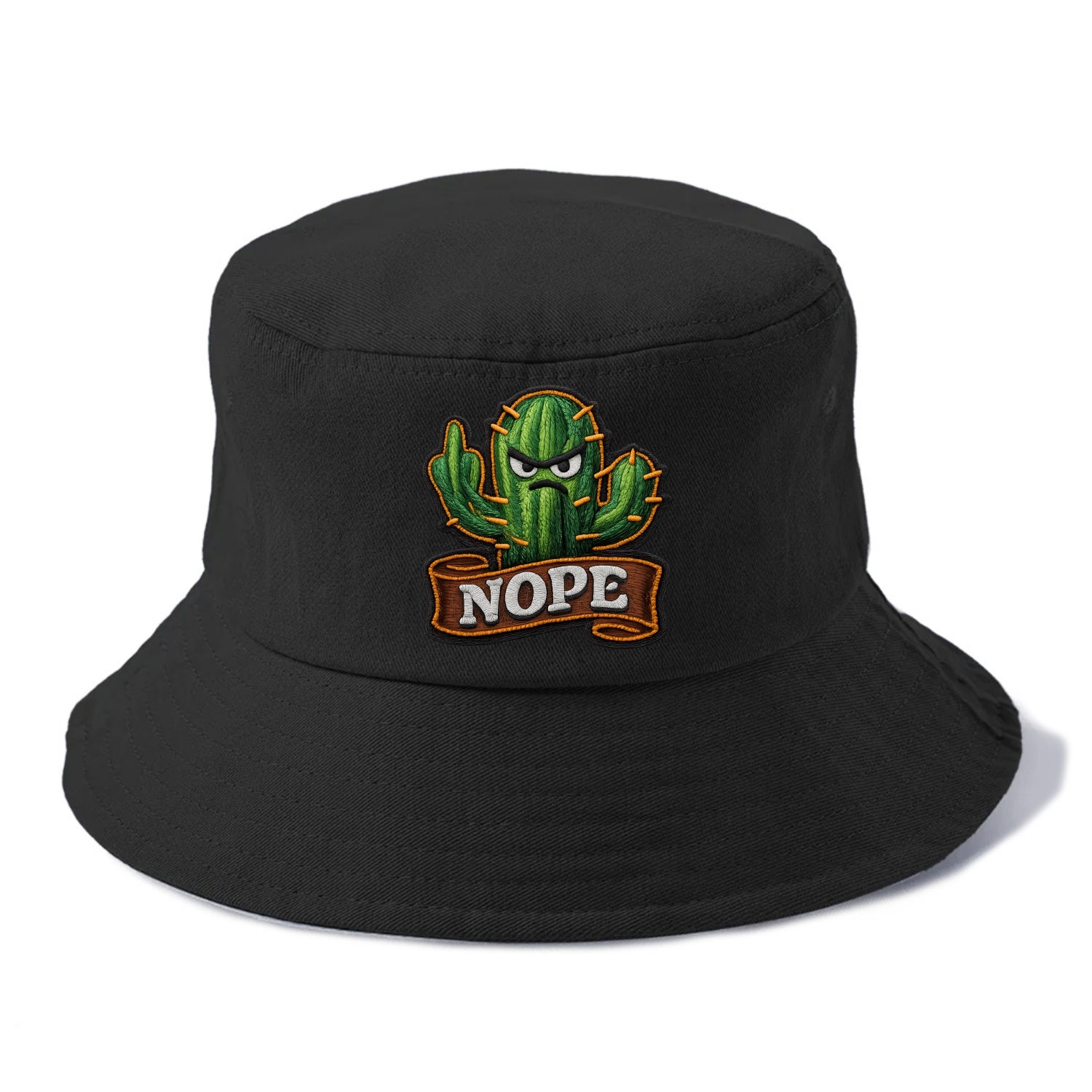 NOPE CACTUS - cactus with attitude in green , prickly personality - Bucket Hat - Black