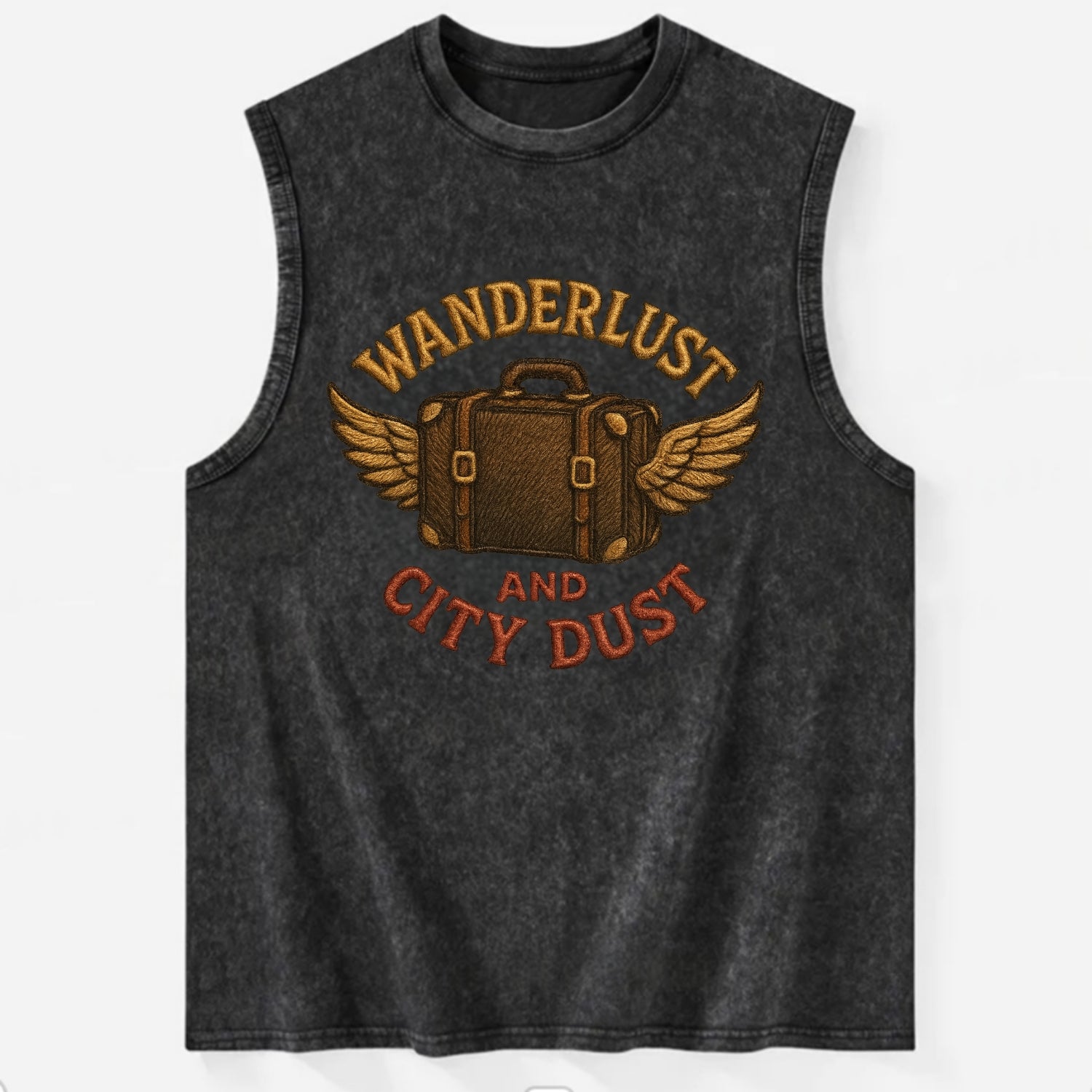 Wanderlust And City Dust  - Vintage Washed Tank - Black