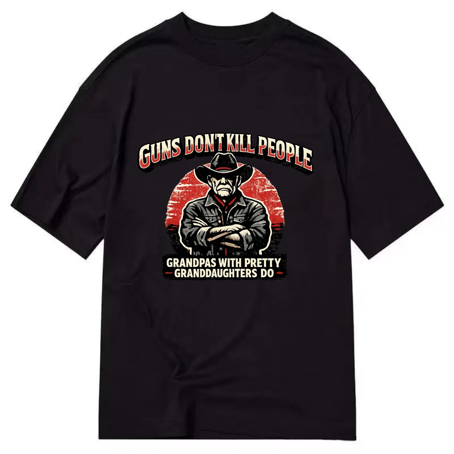 Grandpas Pretty Granddaughters - Cowboy - Classic T-shirt - Black
