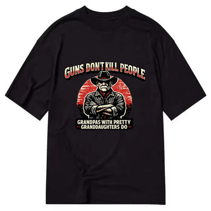 Grandpas Pretty Granddaughters - Cowboy - Classic T-shirt - Black