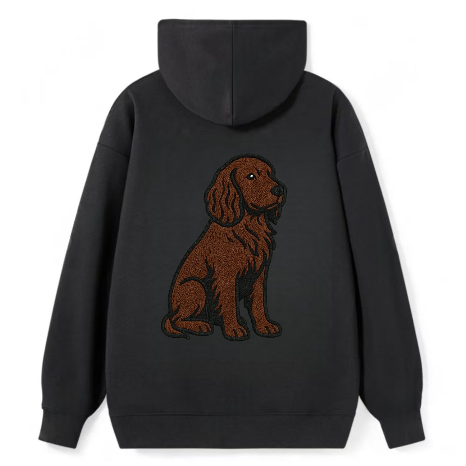 Field Spaniel - Liver colored embroidered sitting design - Classic Pullover Hoodie - Black