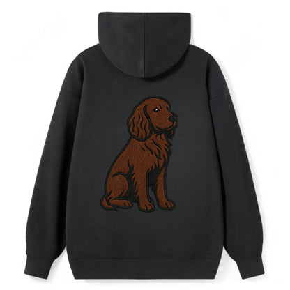 Field Spaniel - Liver colored embroidered sitting design - Classic Pullover Hoodie - Black