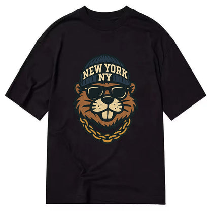 {"animal":"beaver","locationText":"NEW YORK","initials":"NY","beanieColor":"navy", - Classic T-shirt - Black