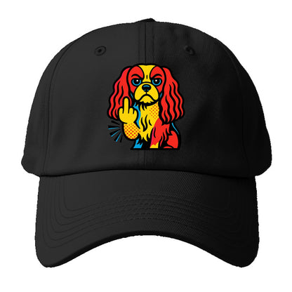 Cavalier King Charles Spaniel with long ears, regal paw giving finger - Baseball Cap For Big Heads - Black