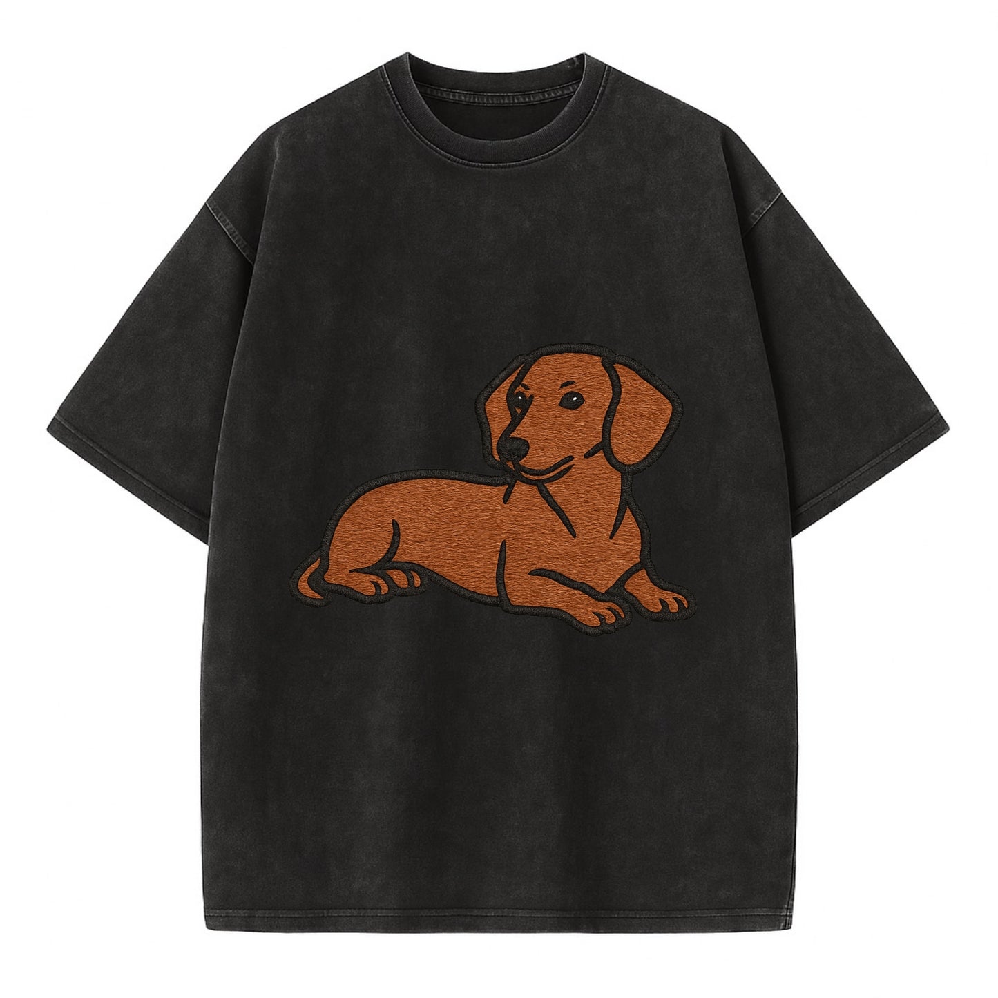 Dachshund - Red smooth relaxed lying dow Vintage T-shirt - Black