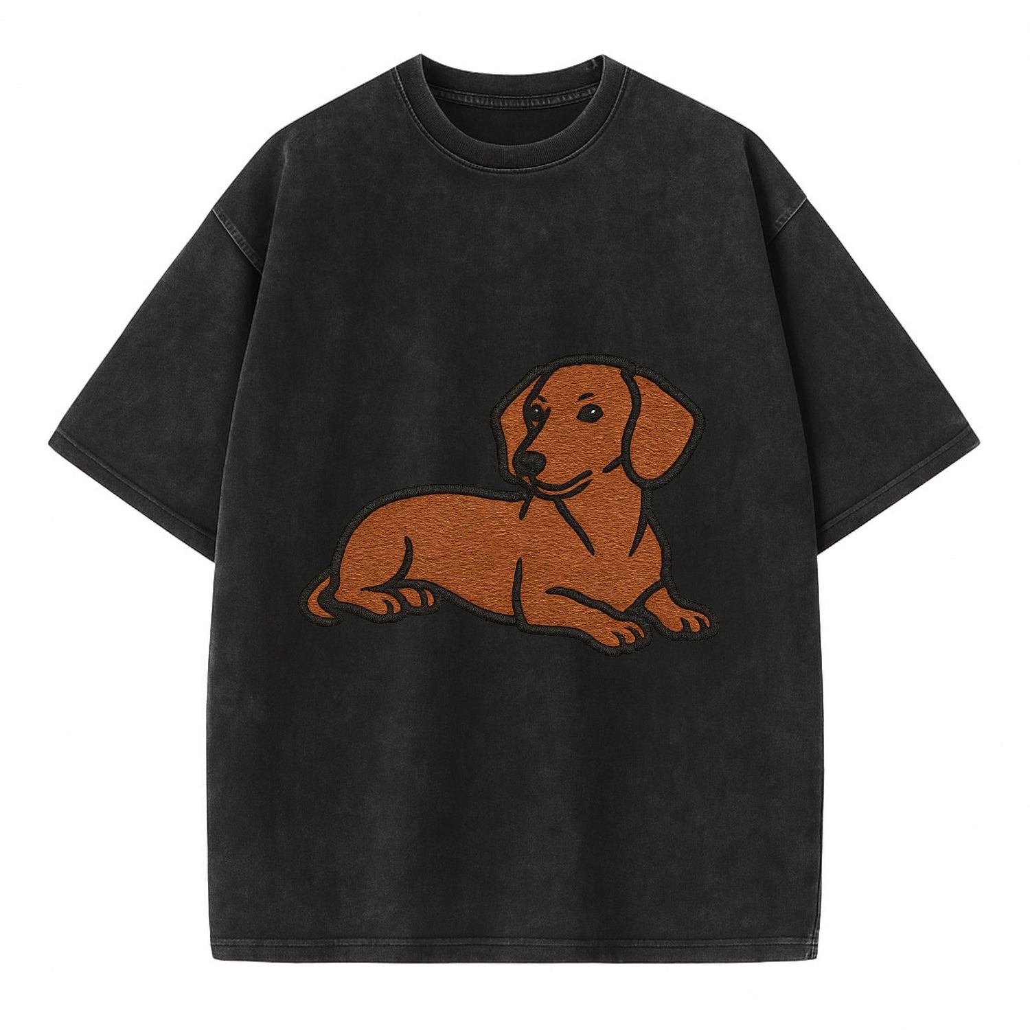 Dachshund - Red smooth relaxed lying dow Vintage T-shirt - Black