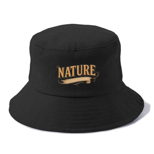 Bold typography design - "NATURE" - natural world, organic - Bucket Hat - Black