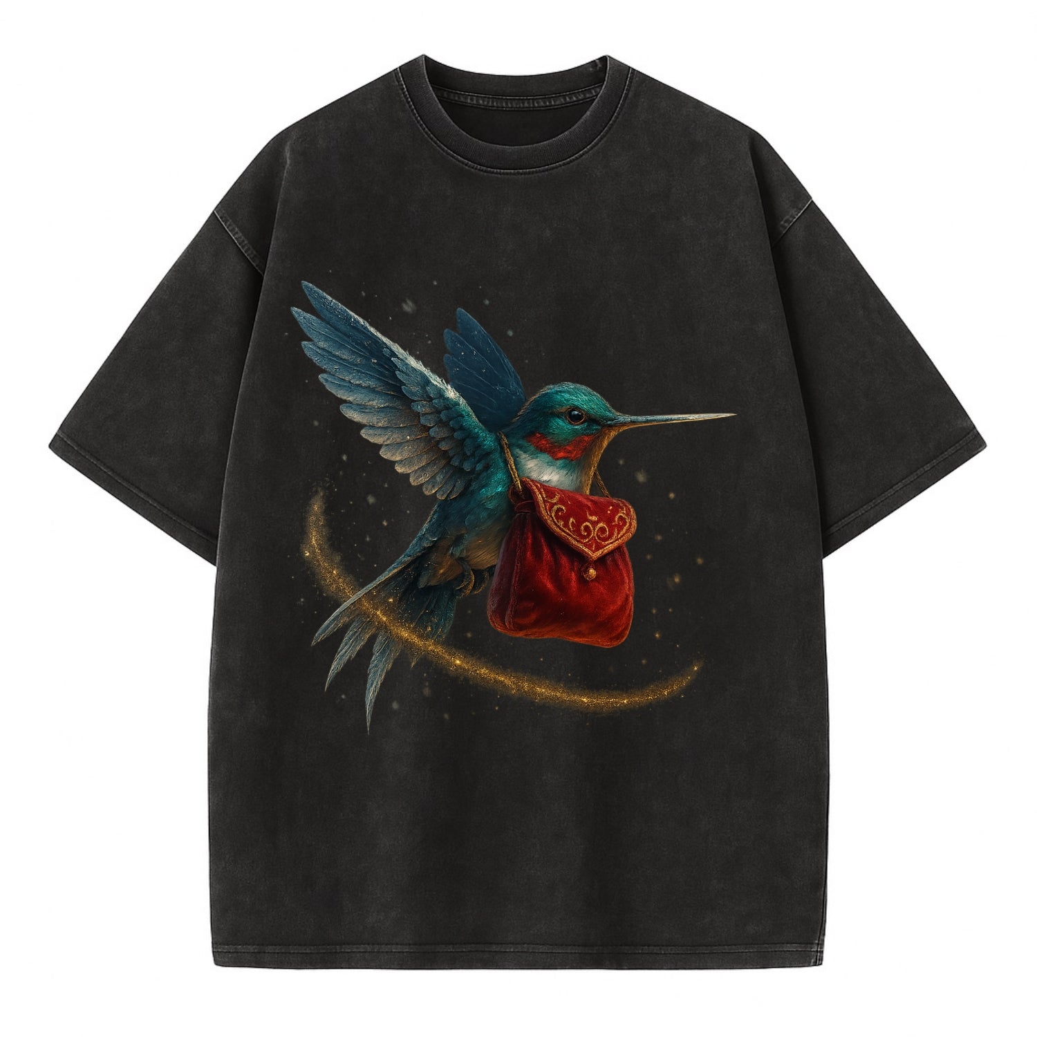Frostbite Hummingbird Courier  - Vintage T-shirt - Black