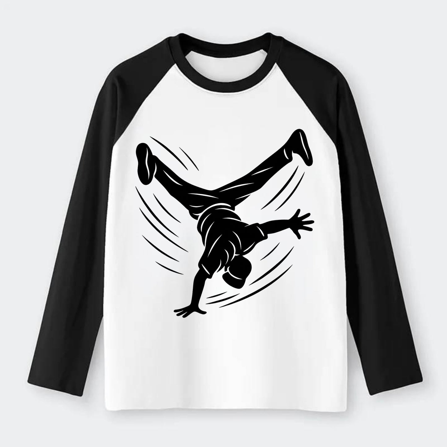 Breakdancer windmill move - Raglan Long Sleeve T-Shirt - Black