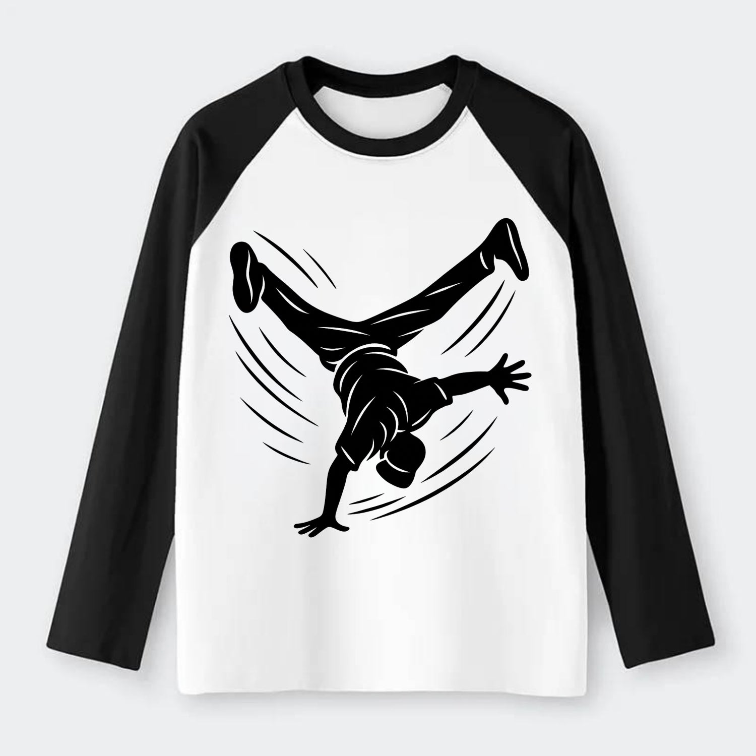 Breakdancer windmill move - Raglan Long Sleeve T-Shirt - Black